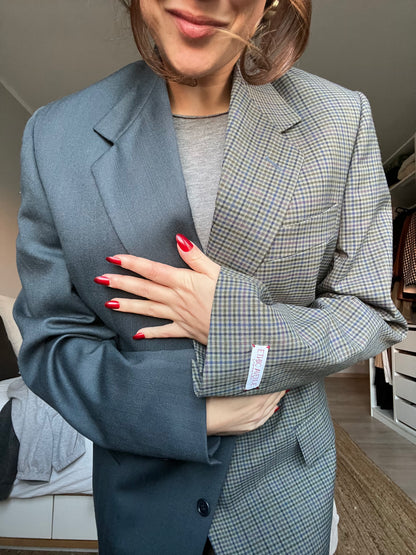 Blazer Bi-color in lana | Blu