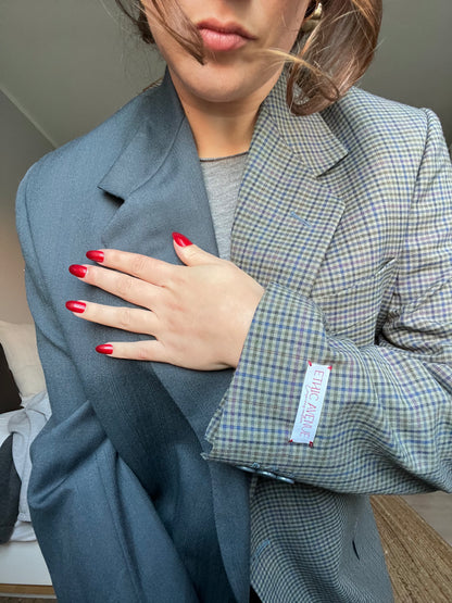 Blazer Bi-color in lana | Blu