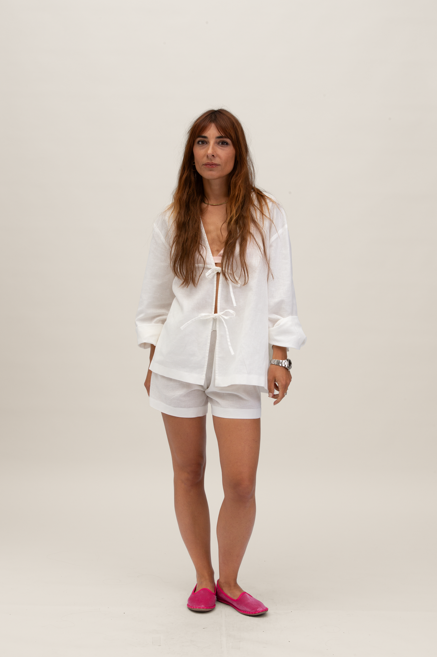 Stockholm linen shirt with bows