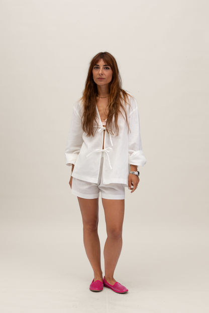 Stockholm linen shirt with bows