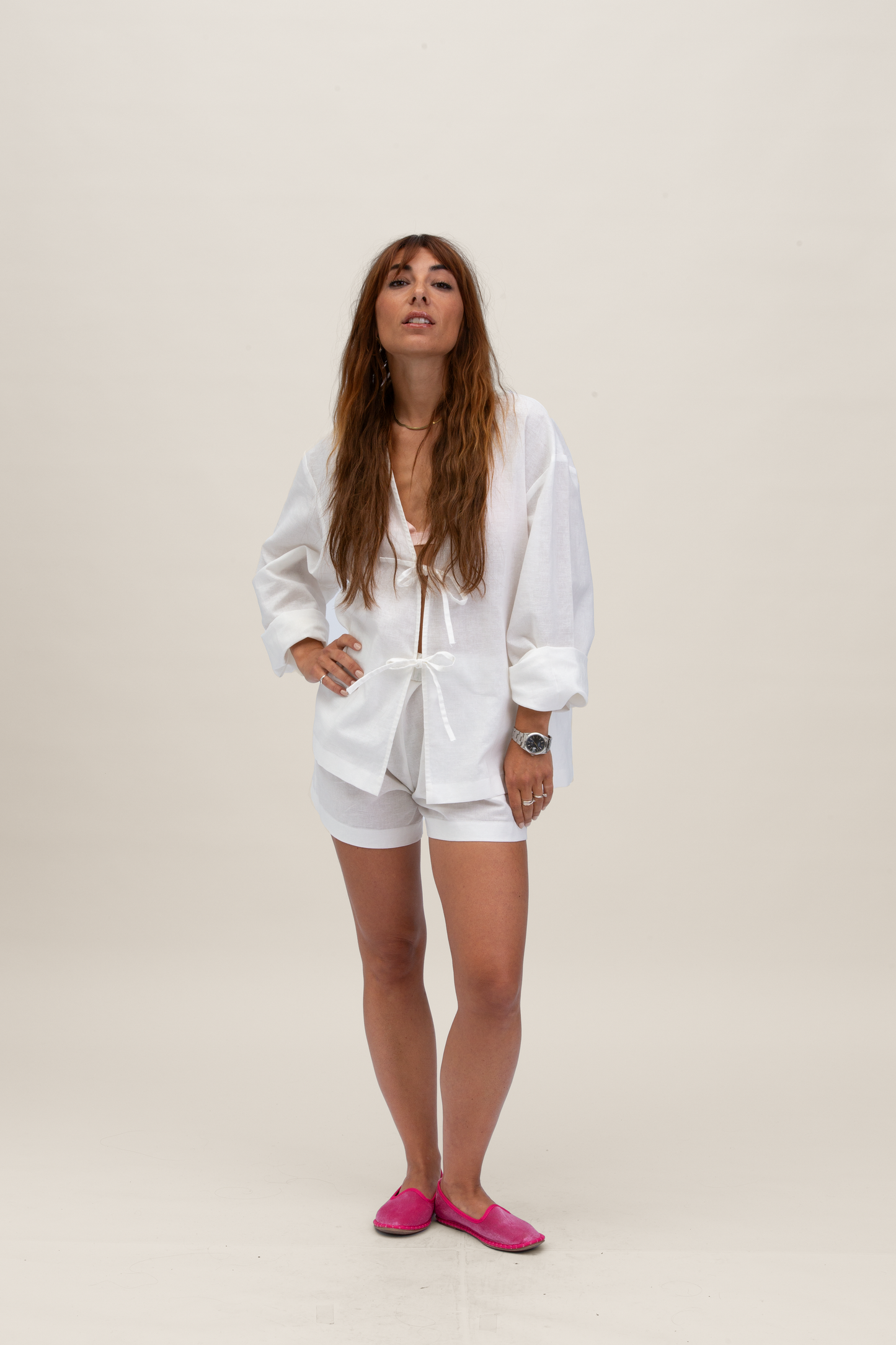 Stockholm linen shirt with bows