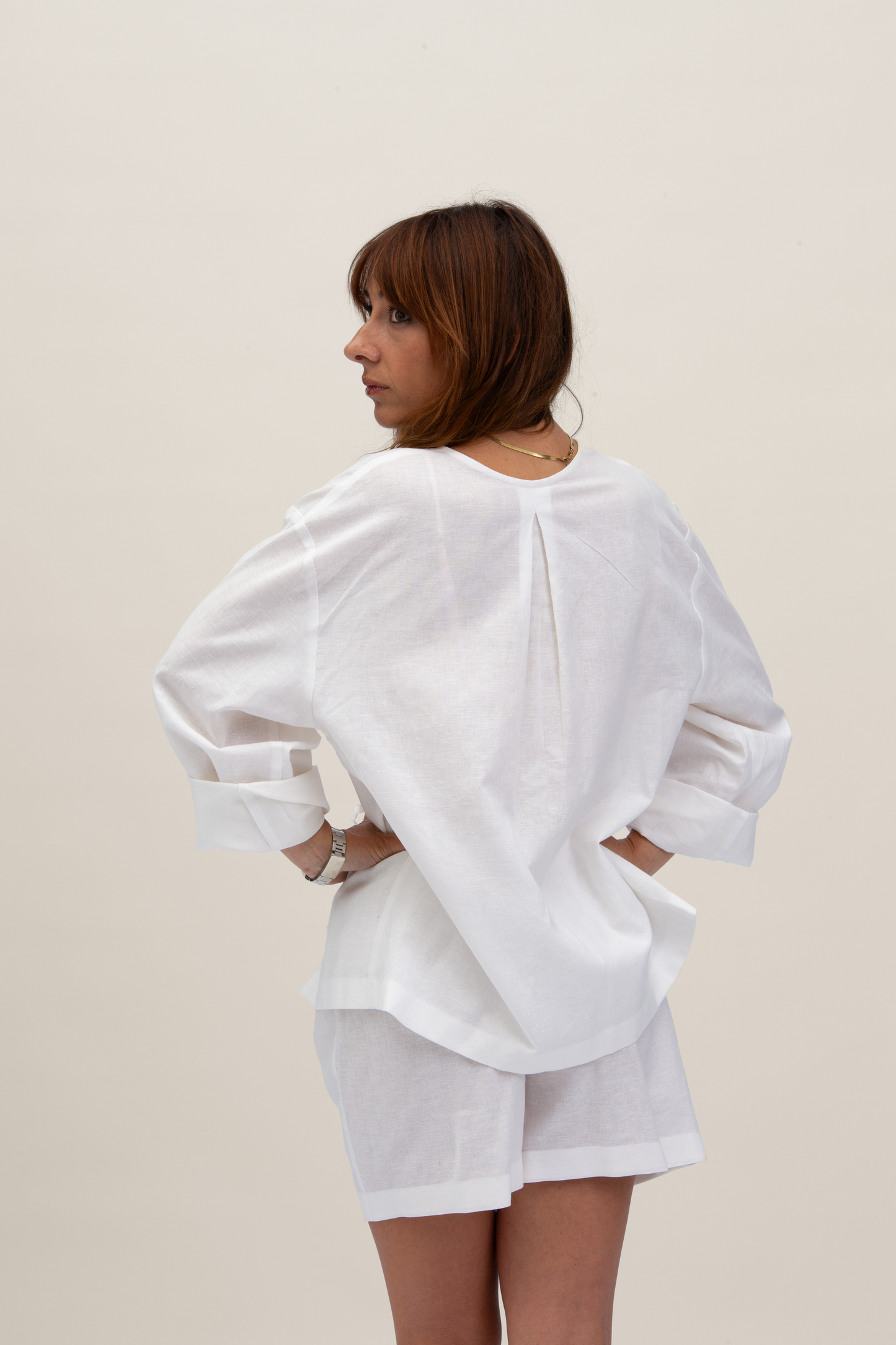 Stockholm linen shirt with bows