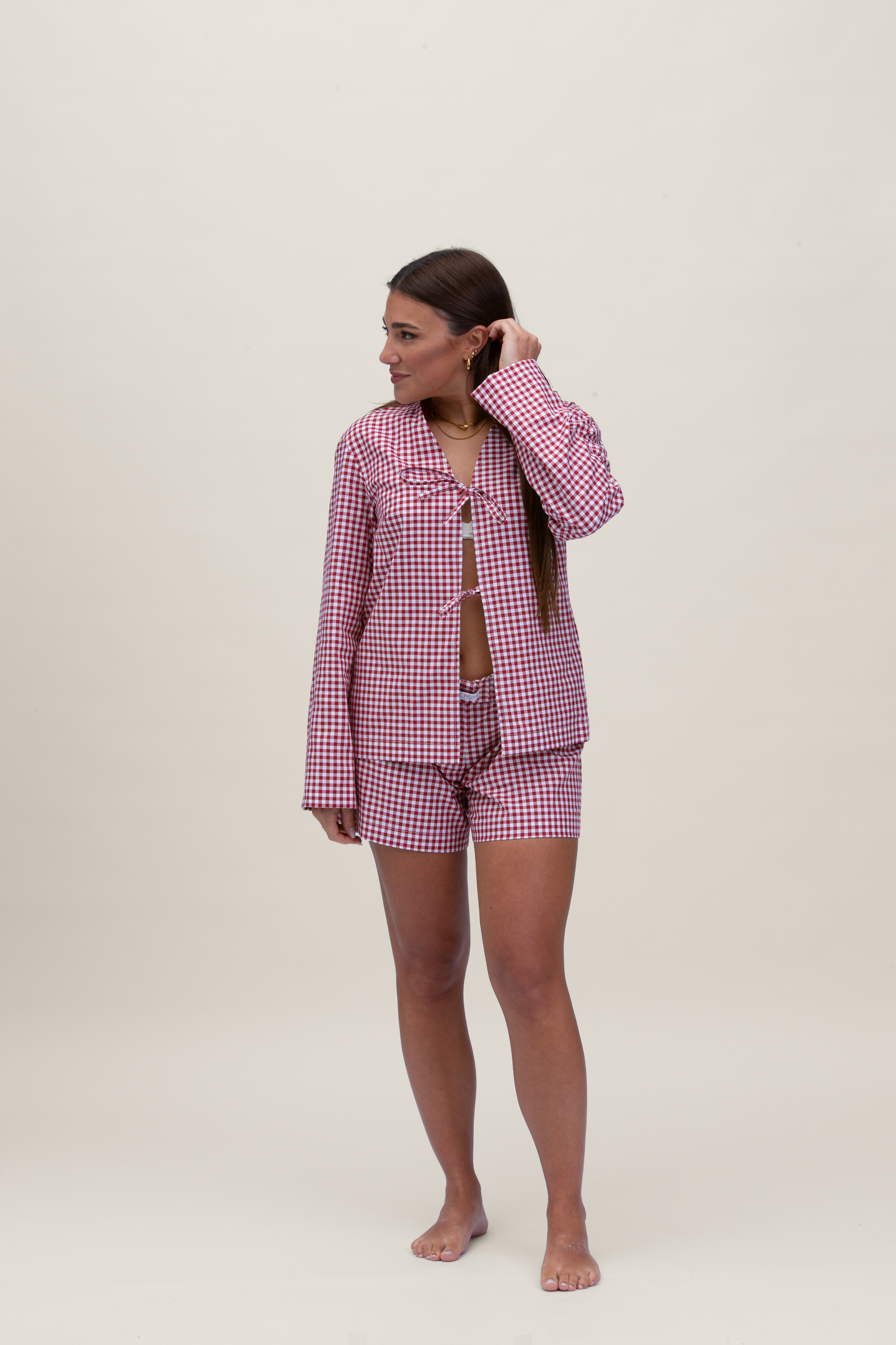 Camicia Stoccolma a quadri con fiocchi - Rosso