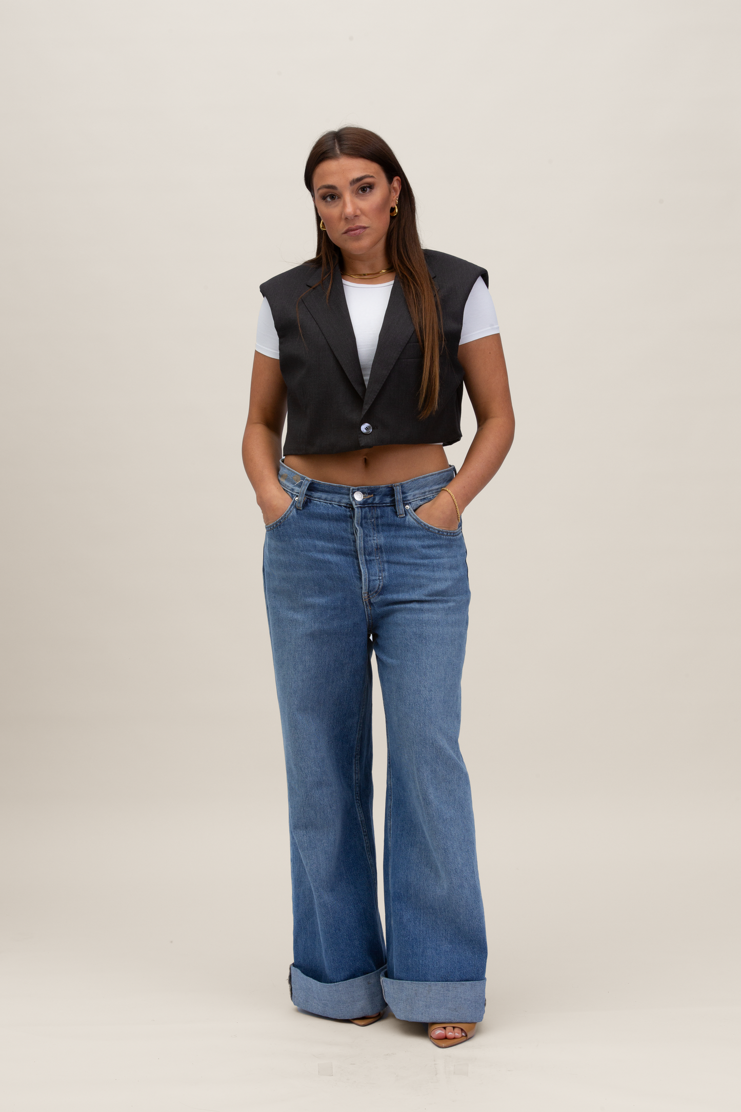 Cropped Gilet | Grigio S-M