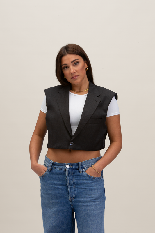 Cropped Gilet | Grigio S-M