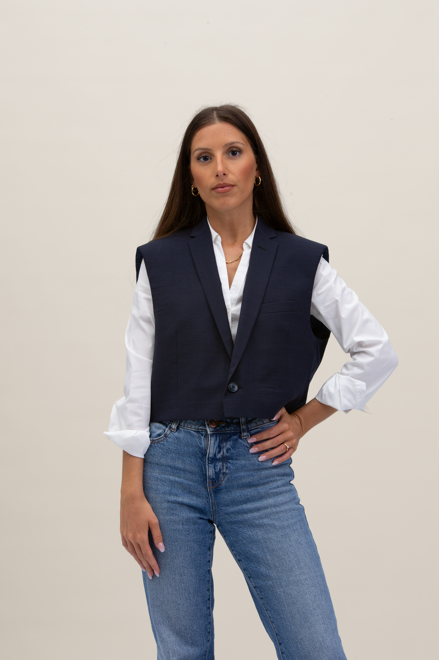 Cropped Gilet | Blu S-M