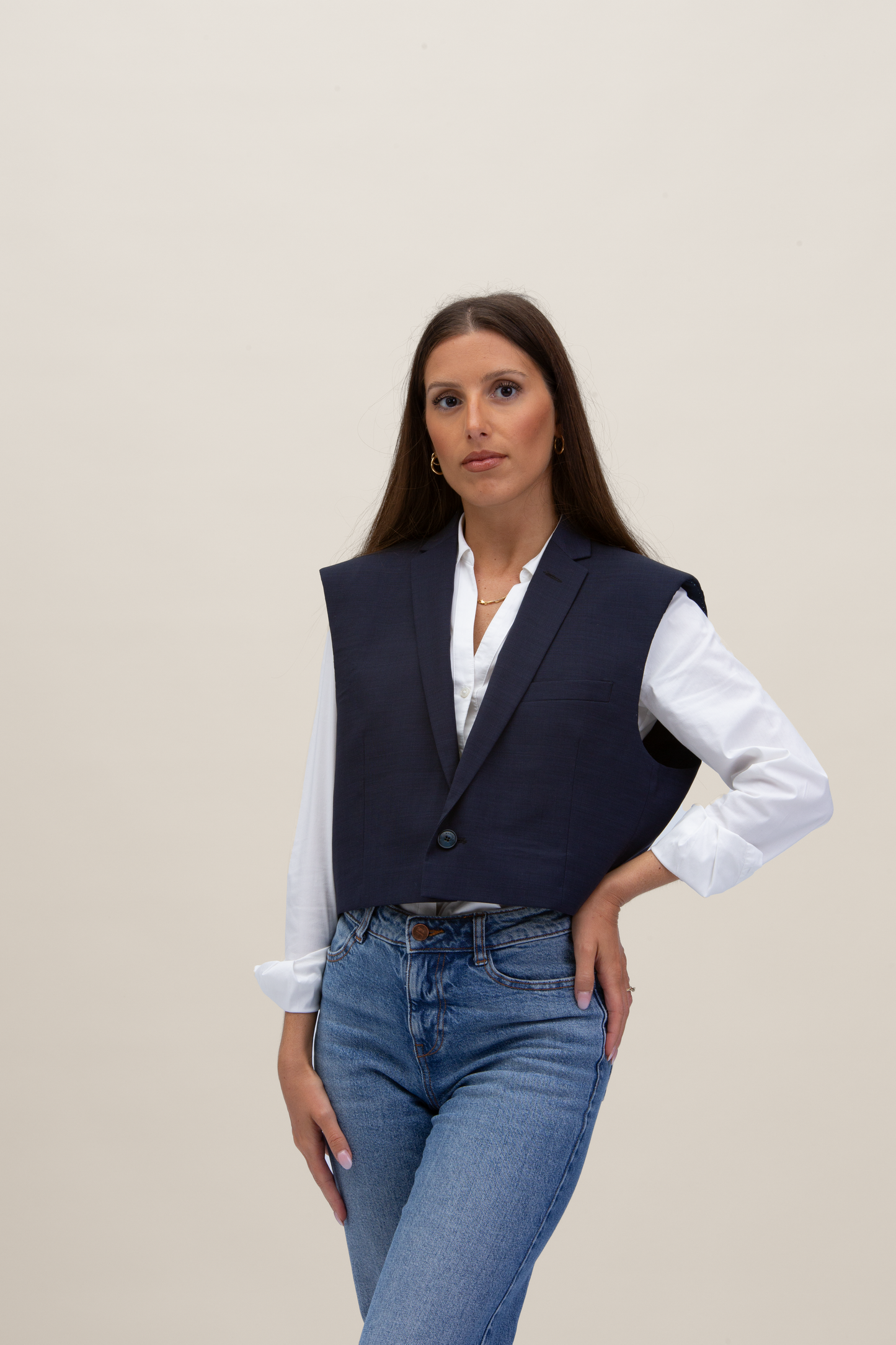 Cropped Gilet | Blu S-M