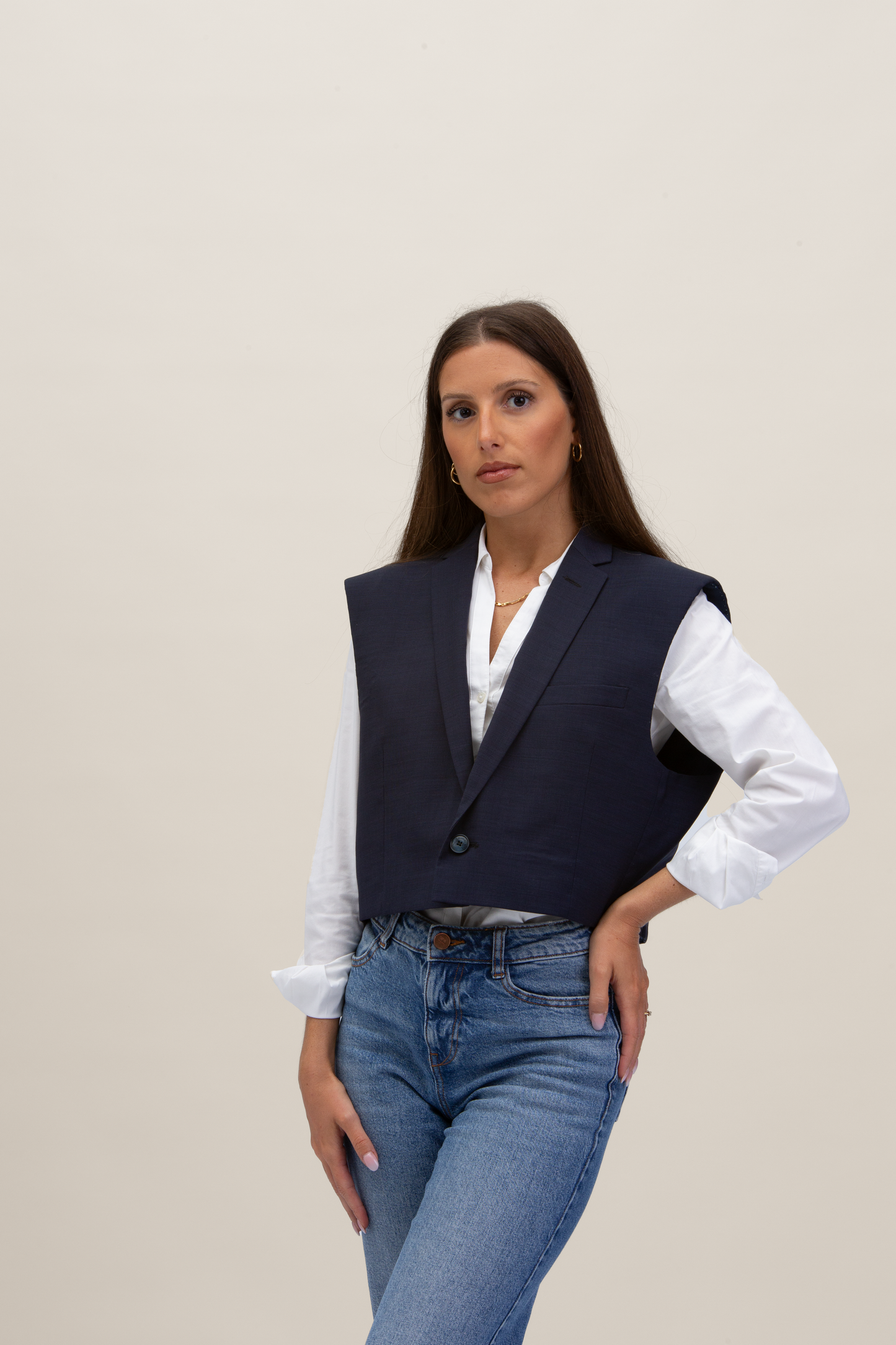Cropped Gilet | Blu S-M
