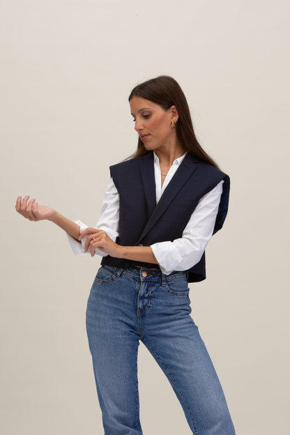 Cropped Gilet | Blu S-M