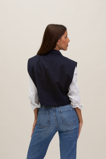Cropped Gilet | Blu S-M