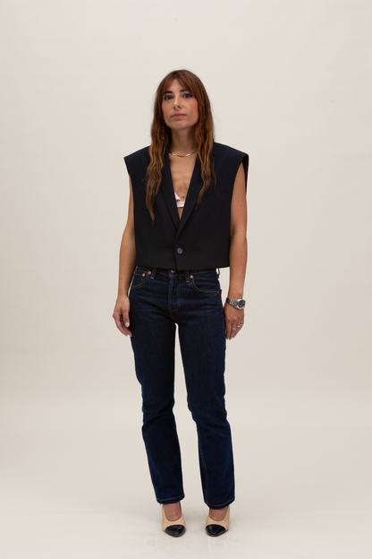 Cropped Gilet | Blu notte S-M
