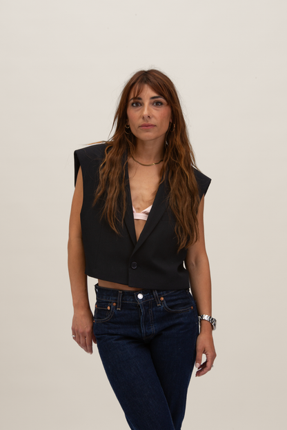 Cropped Gilet | Blu notte S-M