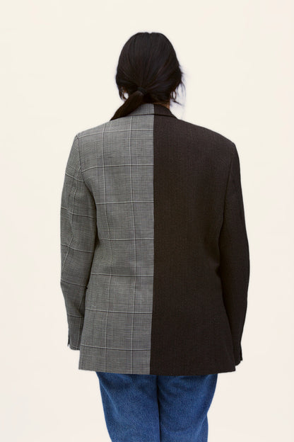 Blazer Bi-color in lana | Nero