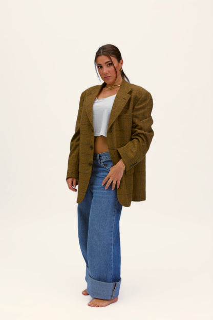 Blazer Vintage in lana | Marrone a righe