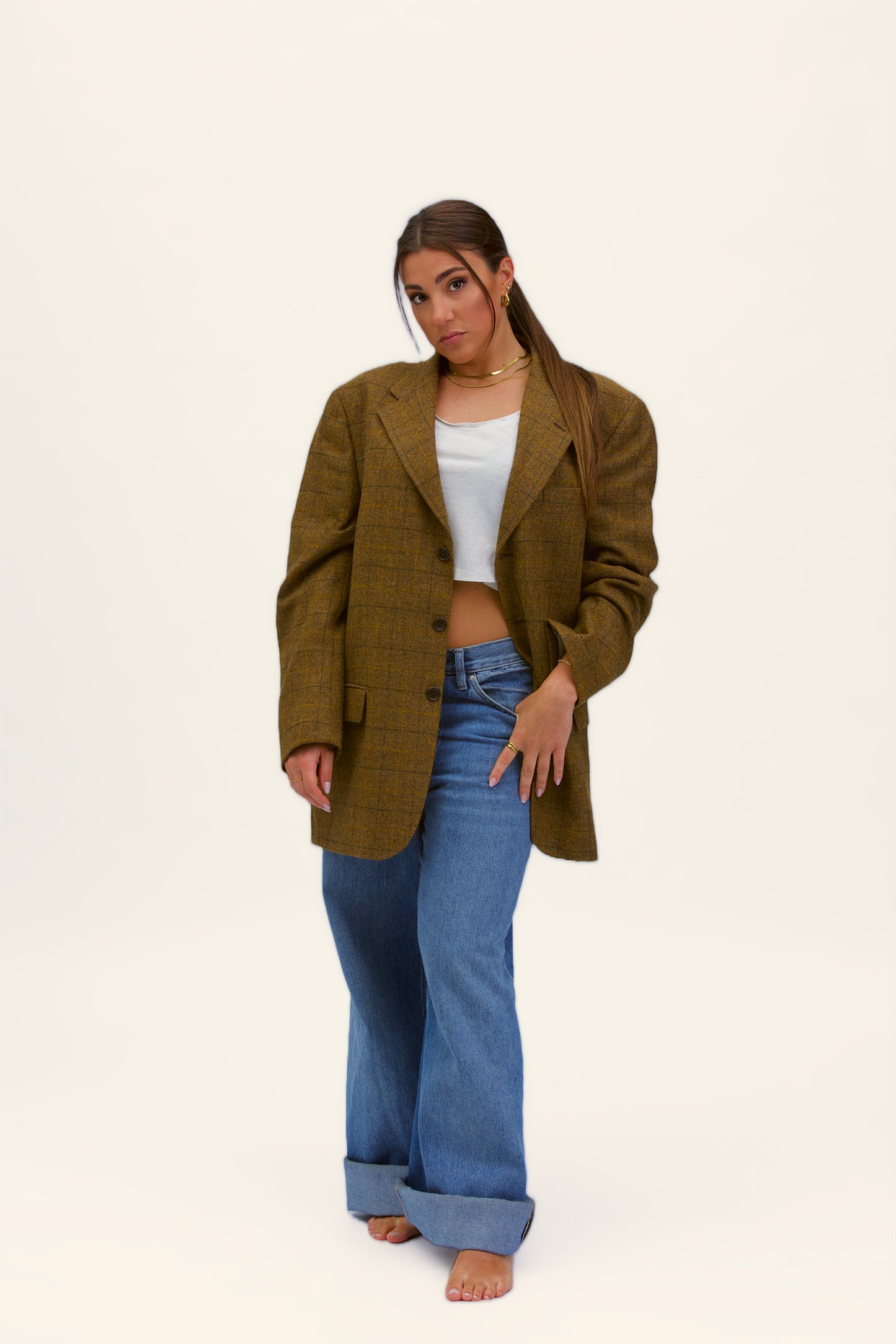 Blazer Vintage in lana | Marrone a righe