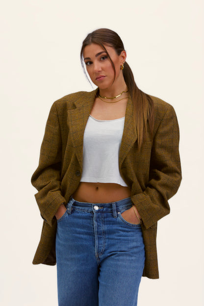 Blazer Vintage in lana | Marrone a righe