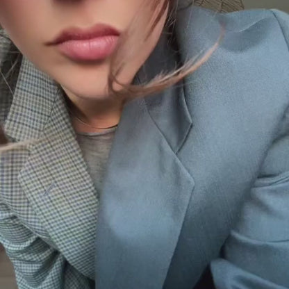 Blazer Bi-color in lana | Blu