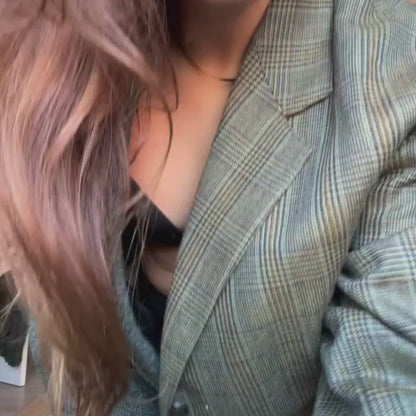 Blazer Oversize Bi-color in lana | Verde scuro